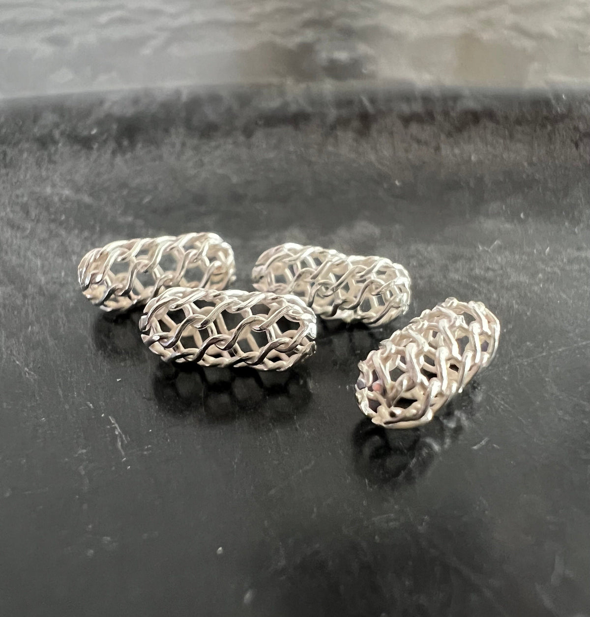 Web Olive, 925-Silber, gewebt, 9 × 4 mm | D9