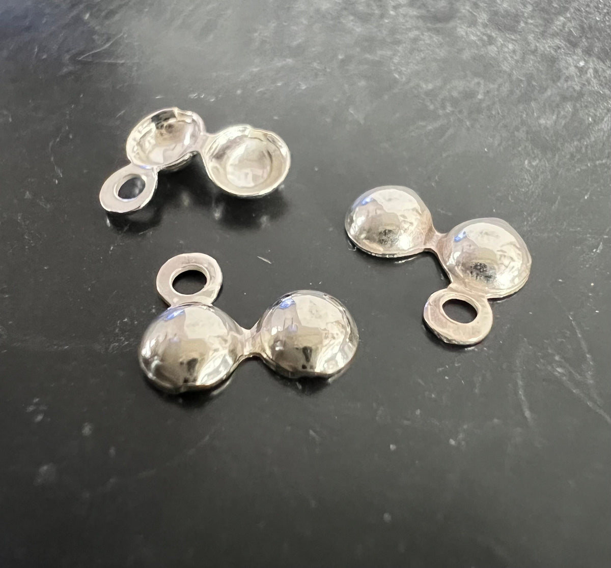 Klappkapseln mit Halbloch 925-Silber & vergoldet, 4 mm, Made in Italy