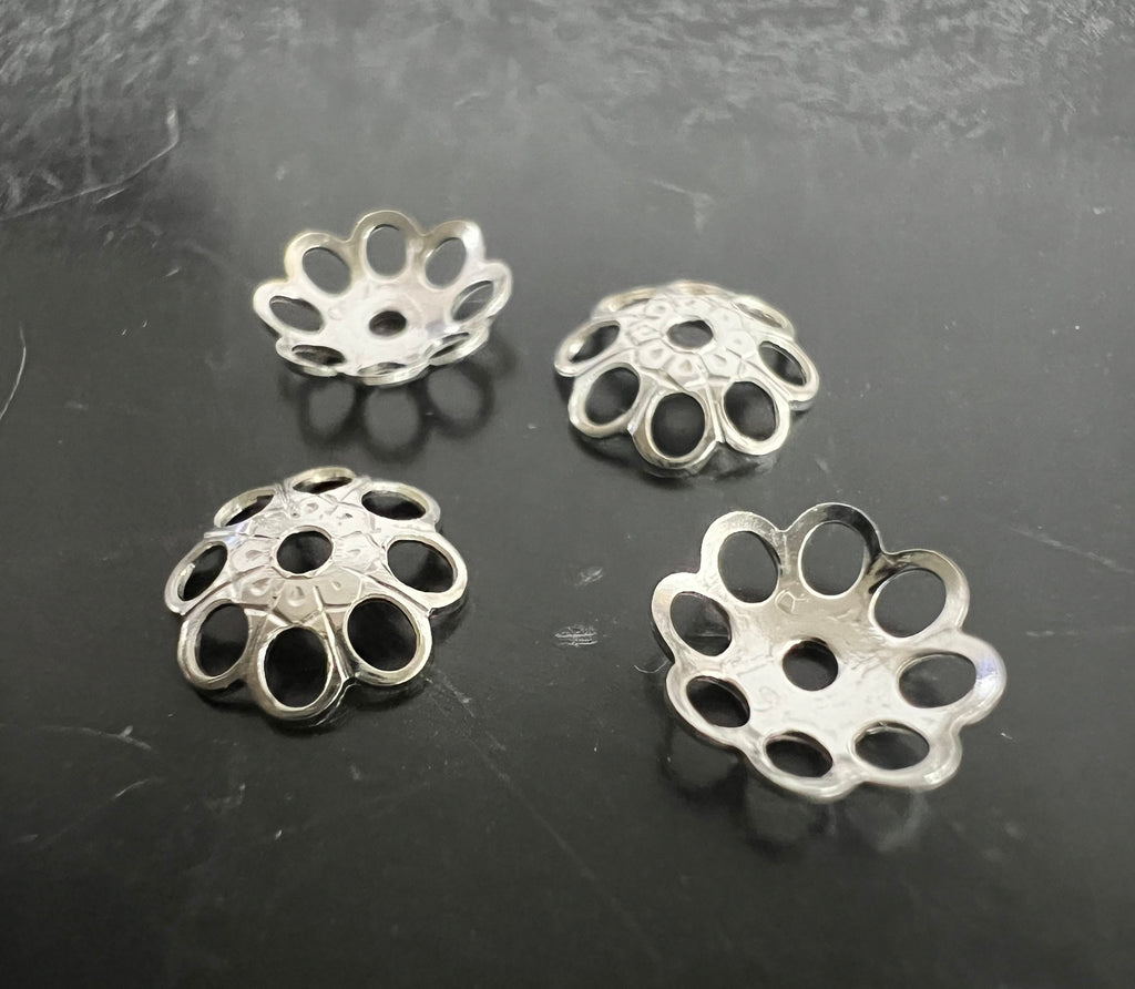 Filigrane Perlen Endkappen aus 925-Silber, 7 mm