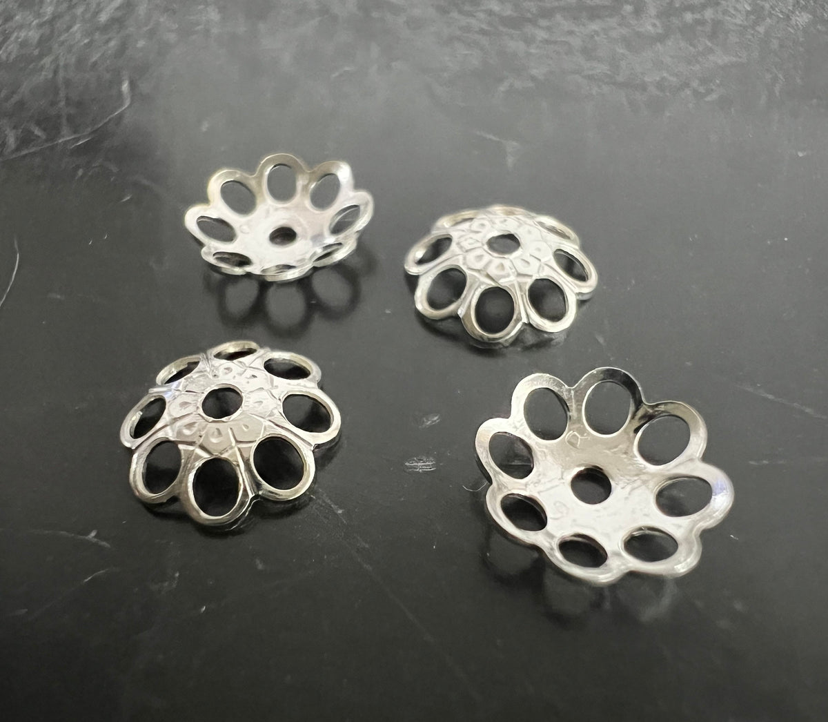 Filigrane Perlen Endkappen aus 925-Silber, 7 mm
