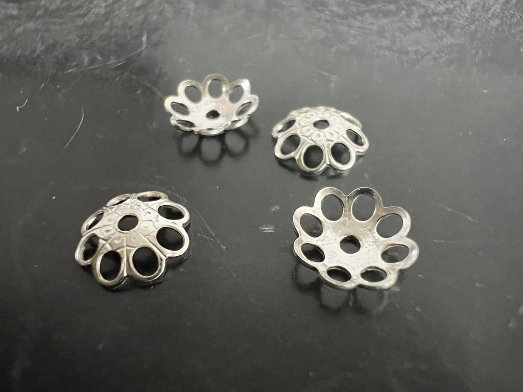 Filigrane Perlen Endkappen aus 925-Silber, 7 mm
