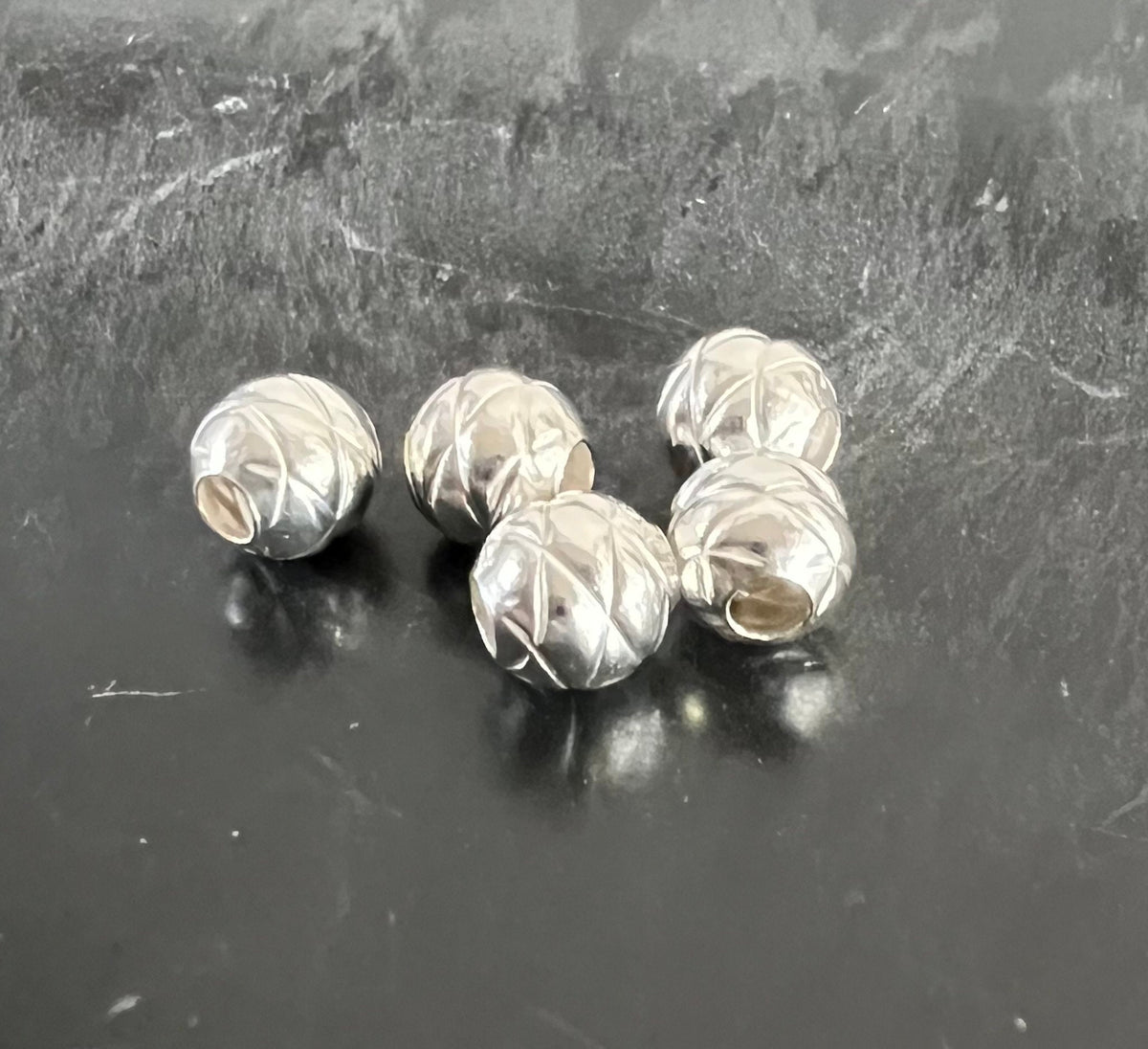 Kugel, 925-Silber, strukturiert, 6 mm | D59