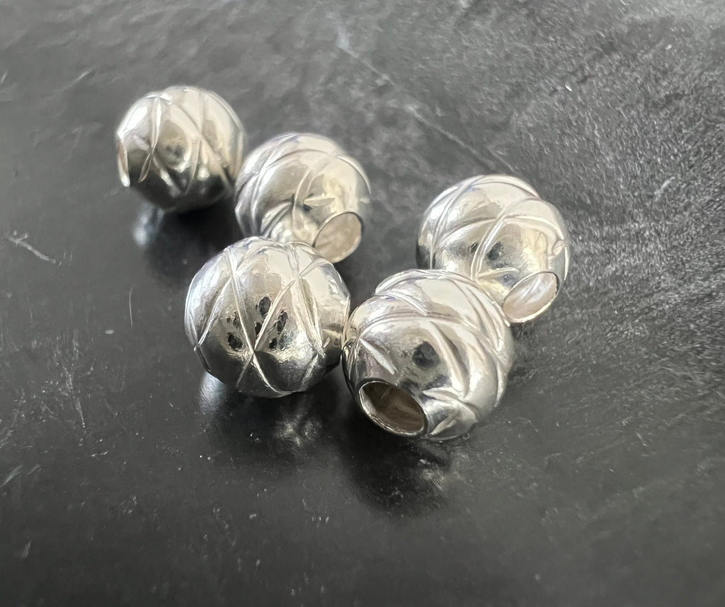 Kugel, 925-Silber, strukturiert, 6 mm | D59