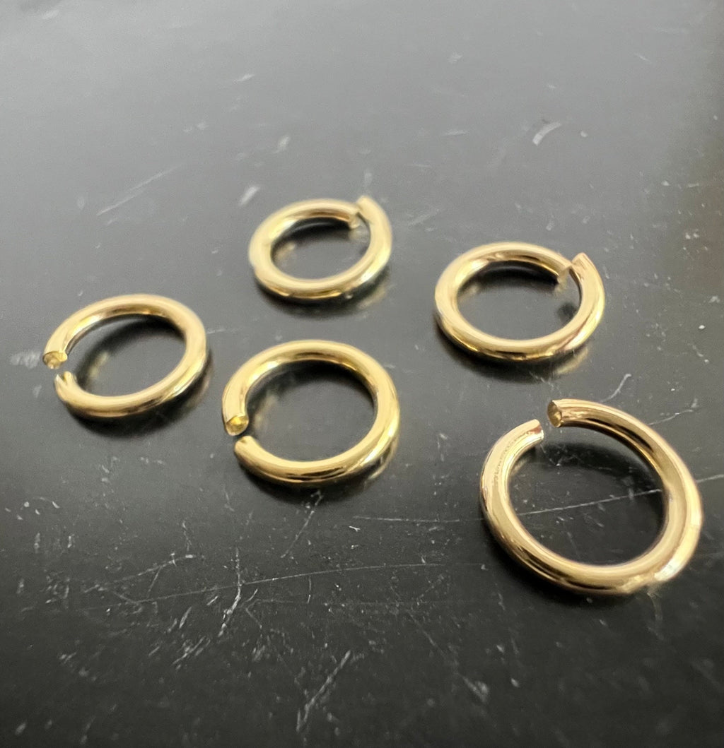 Gold-plated 925 sterling silver jump rings, open, 5 – 7 mm