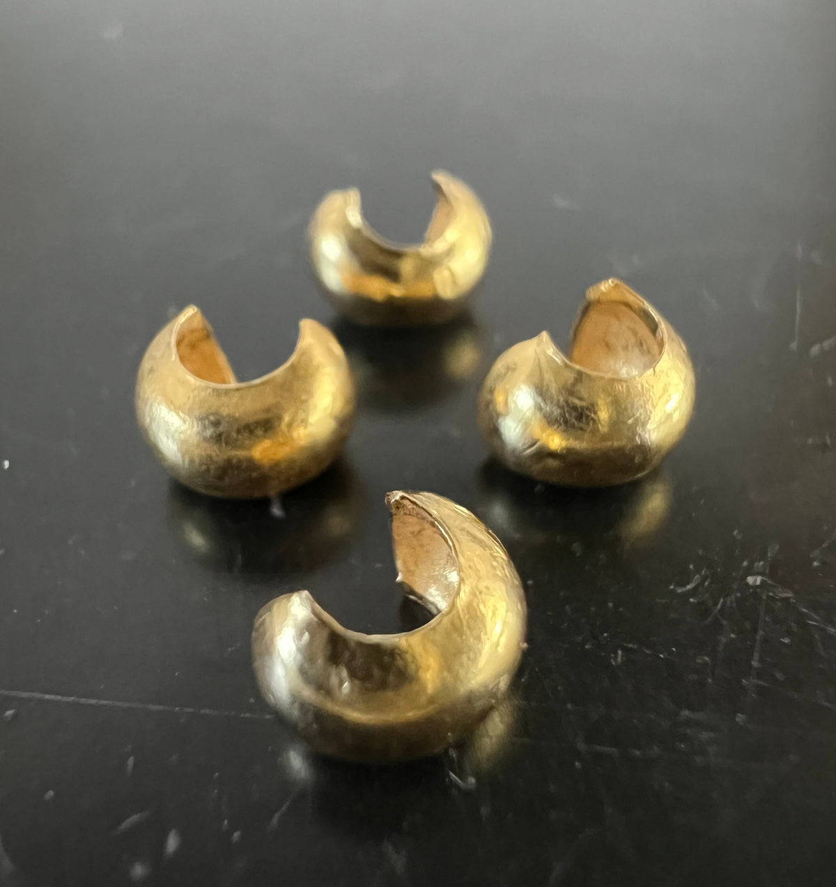 925-Silber vergoldete Kaschierkugeln, Klappkaschierperlen, verschiedene Größe: 3mm oder 4mm
