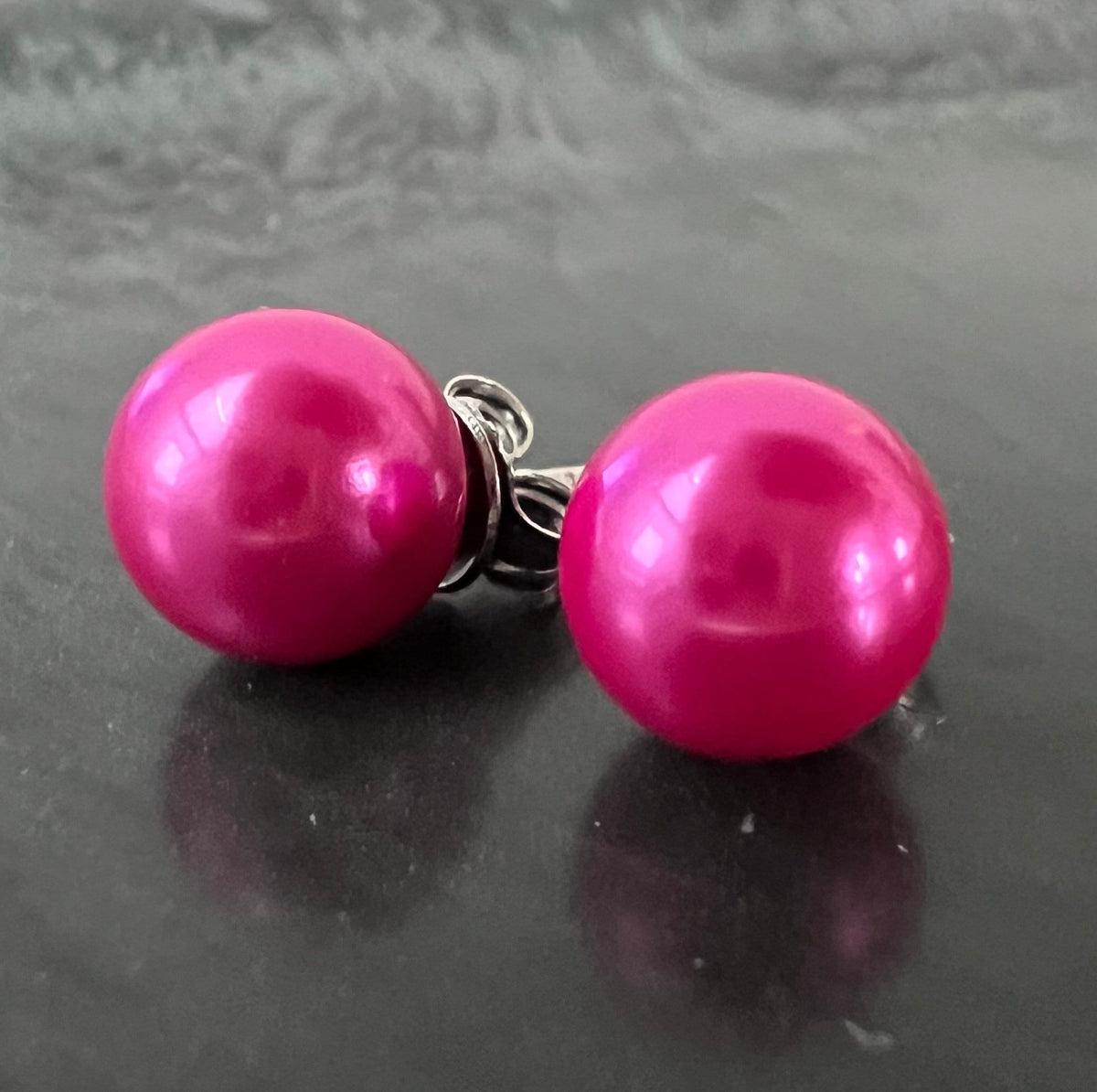 Muschelkern Ohrstecker 925-Silber, pink, 6 & 8 mm