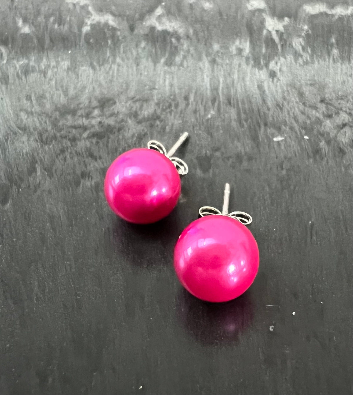 Muschelkern Ohrstecker 925-Silber, pink, 6 & 8 mm