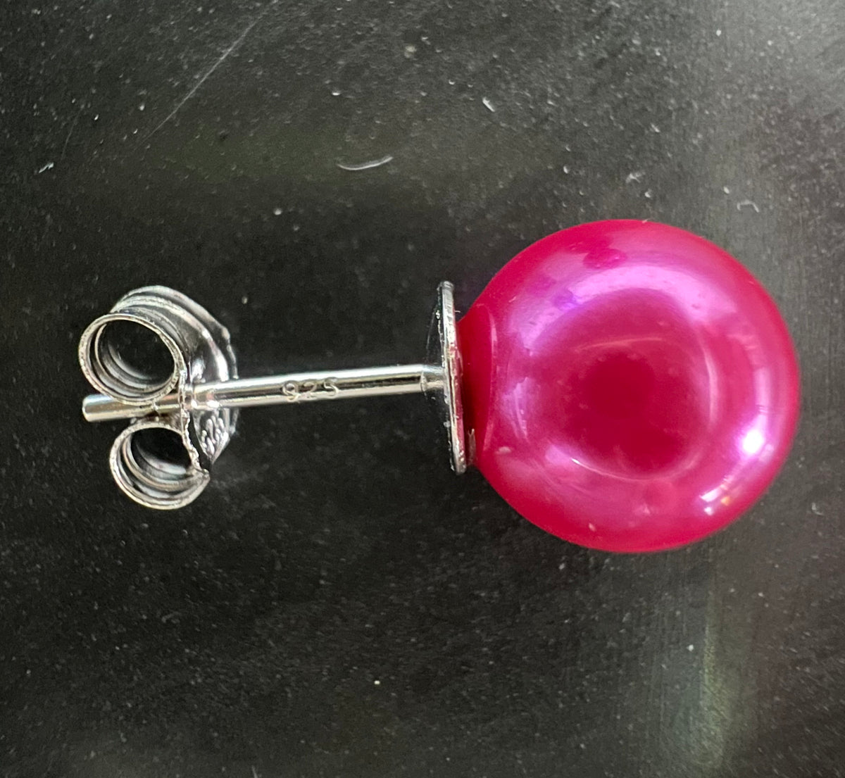 Muschelkern Ohrstecker 925-Silber, pink, 6 & 8 mm
