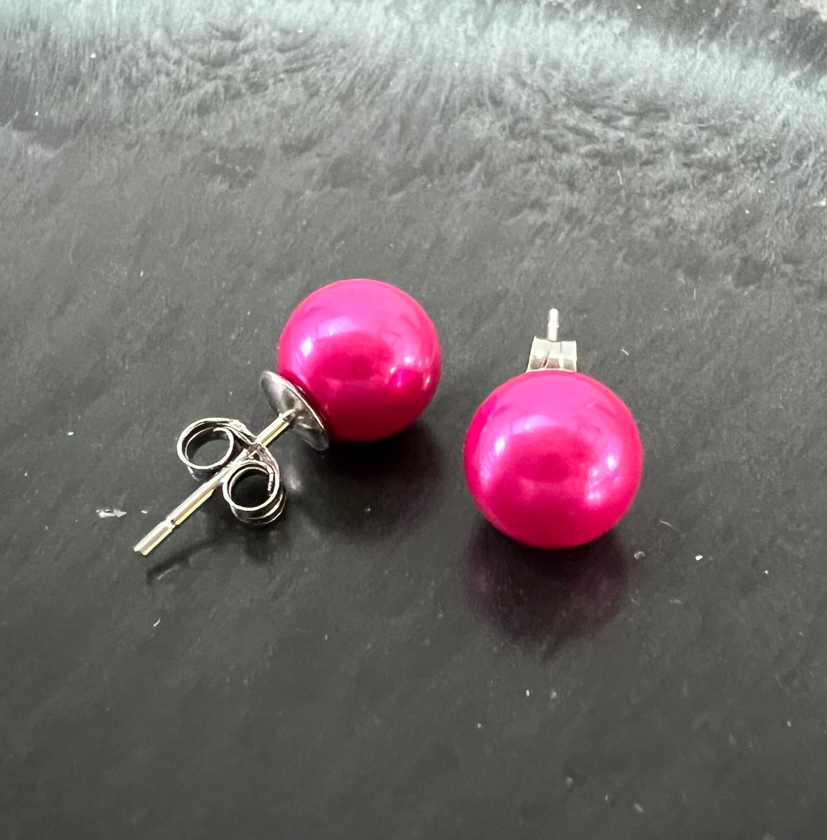 Muschelkern Ohrstecker 925-Silber, pink, 6 & 8 mm