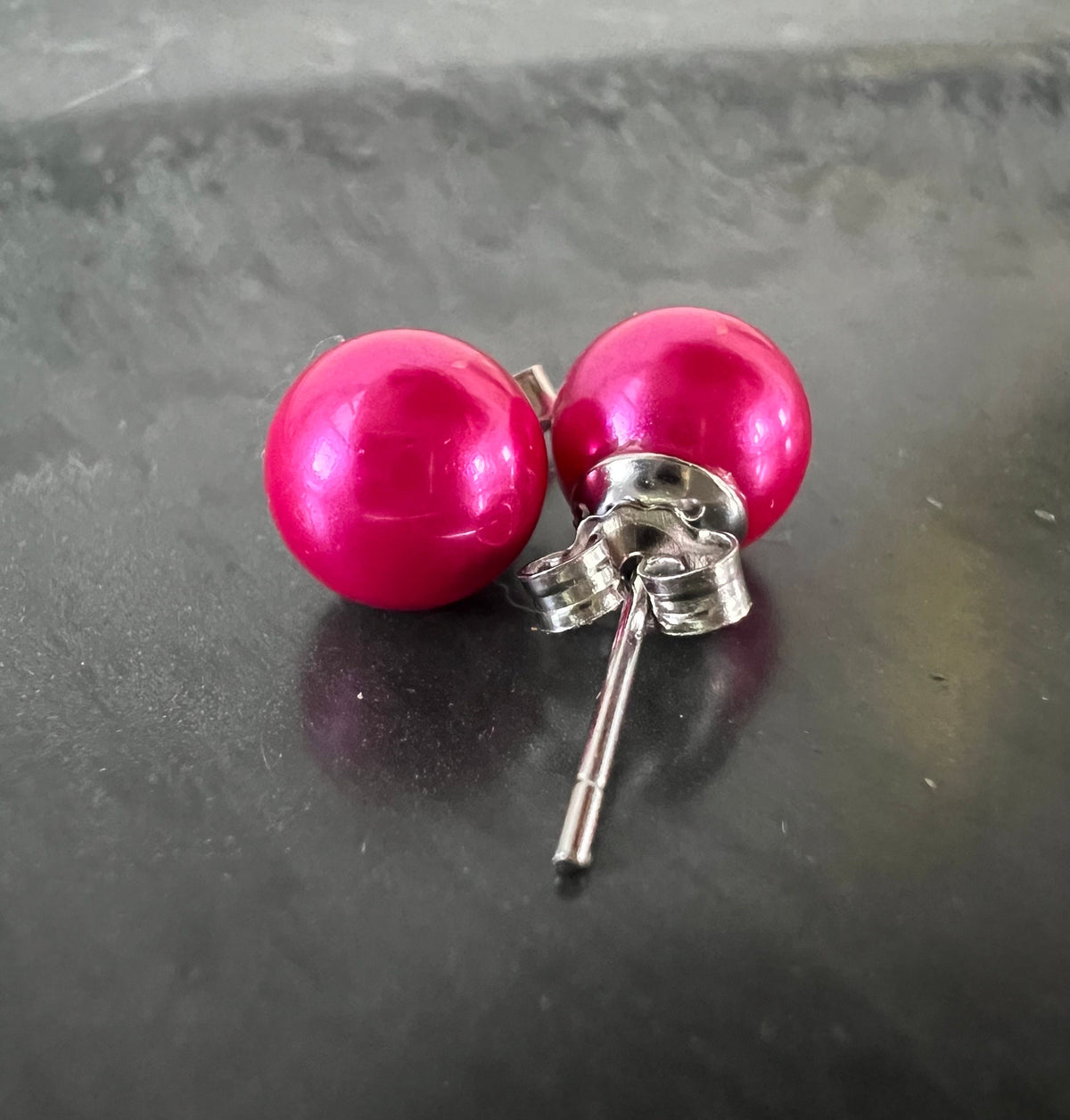 Muschelkern Ohrstecker 925-Silber, pink, 6 & 8 mm