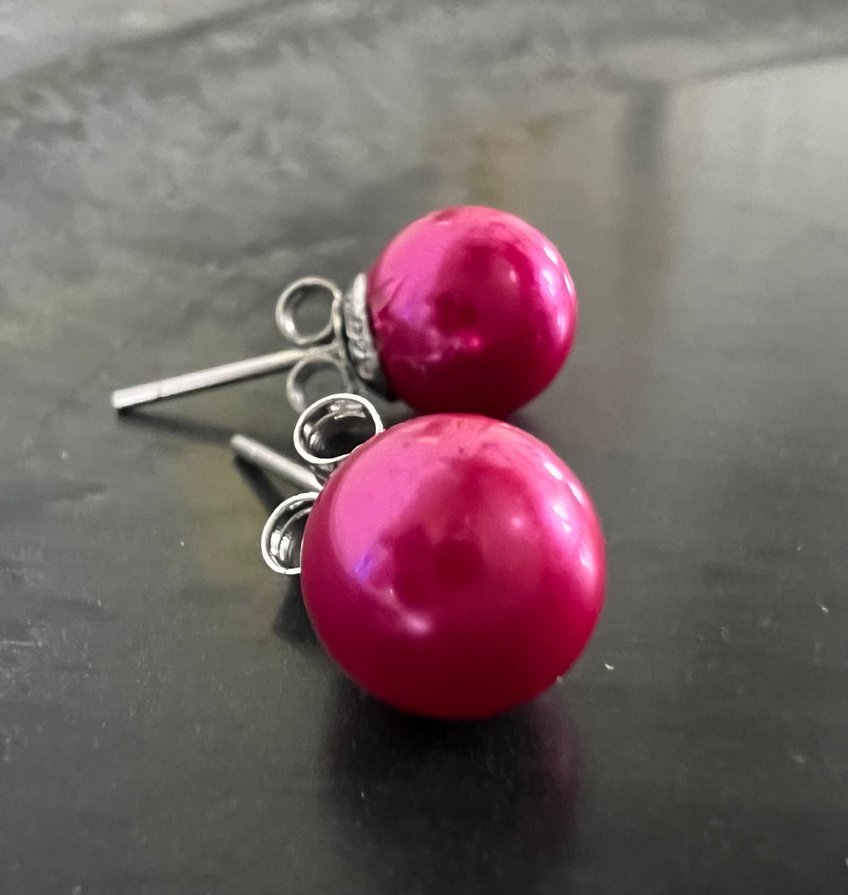 Muschelkern Ohrstecker 925-Silber, pink, 6 & 8 mm