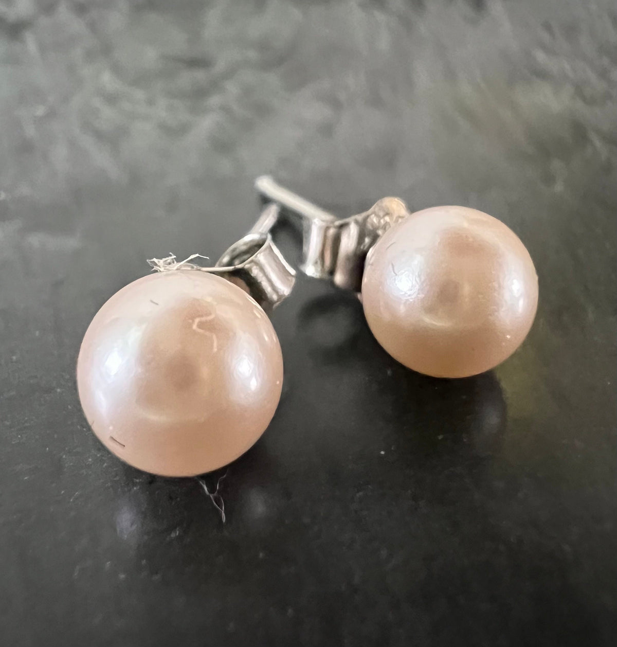 Ohrstecker Muschelkern 925-Silber, rosa, 6 mm - F10