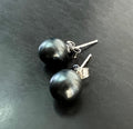 Ohrstecker Muschelkern 925-Silber, grau/blau, 6 & 8 mm