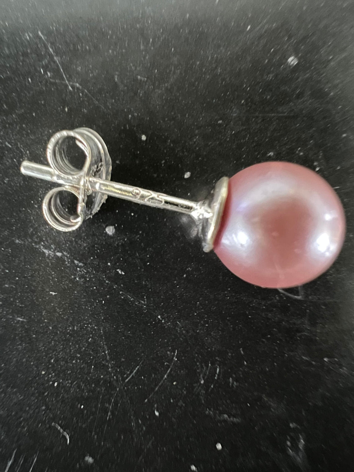 Muschelkern Ohrstecker 925-Silber, rosa, 6 mm | F15
