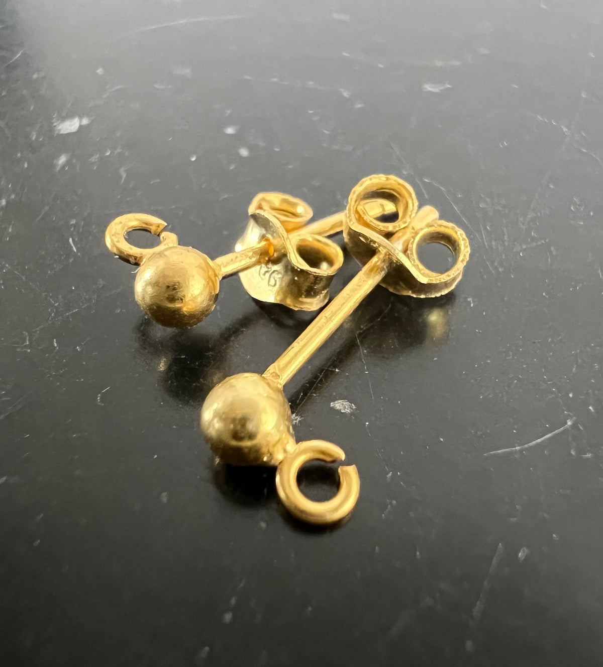 Kugel Ohrstecker vergoldetes 925-Silber mit Öse, 3 & 4 mm