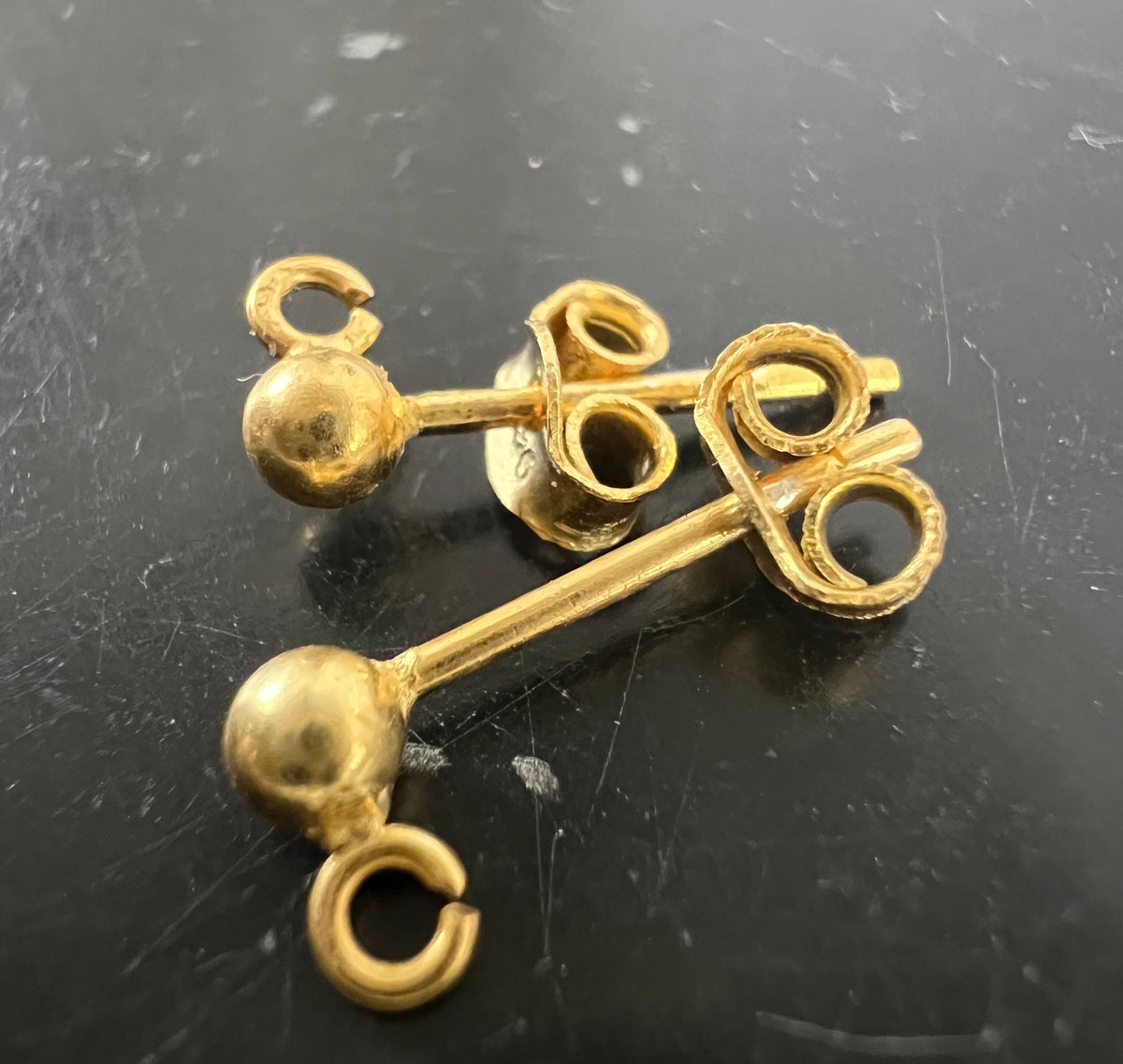 Kugel Ohrstecker vergoldetes 925-Silber mit Öse, 3 & 4 mm