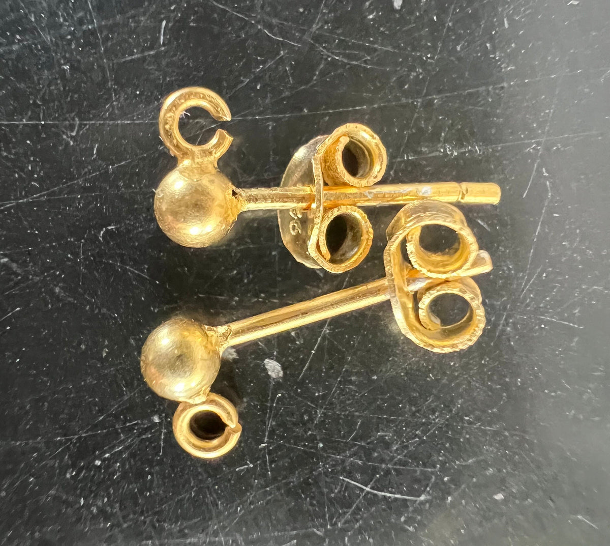 Kugel Ohrstecker vergoldetes 925-Silber mit Öse, 3 & 4 mm