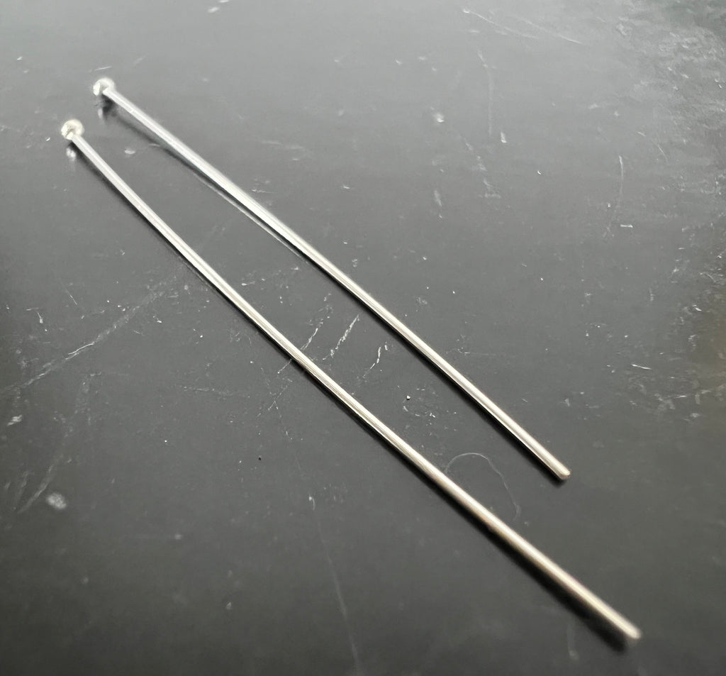 Kugelstifte 925-Silber oder vergoldet, 0,5 × 40 mm