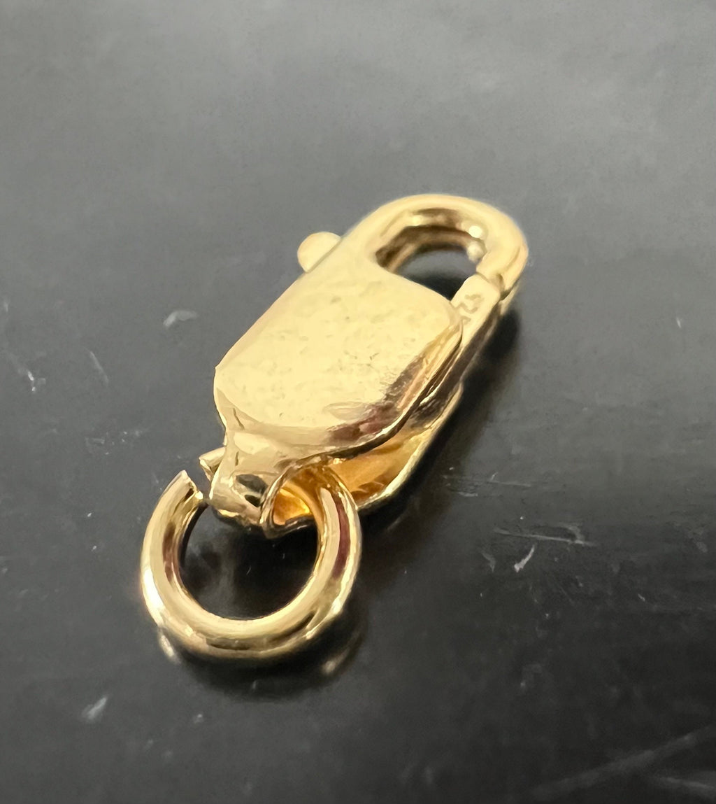 Lobster clasp, gold-plated 925 sterling silver, elongated, open jump ring, 11 × 5.5 mm | C53