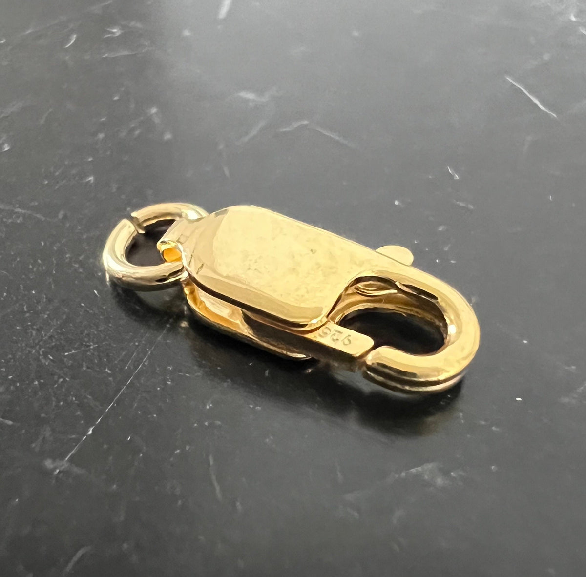 Lobster clasp, gold-plated 925 sterling silver, elongated, open jump ring, 11 × 5.5 mm | C53