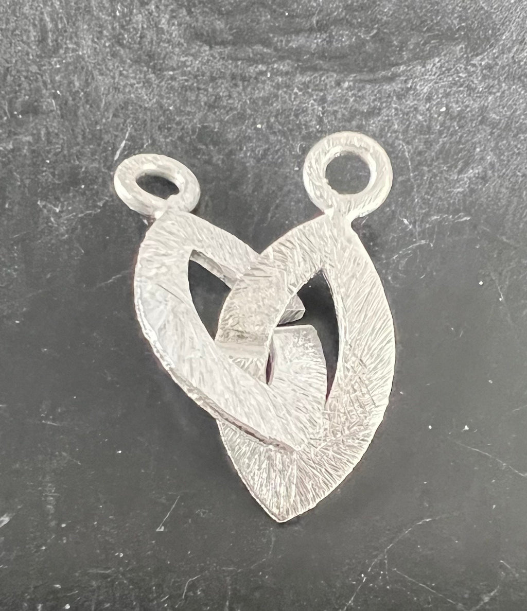 Ring-Ring Verschluss 925-Silber, navettenförmig, gebürstet, 21 × 10 mm | D1