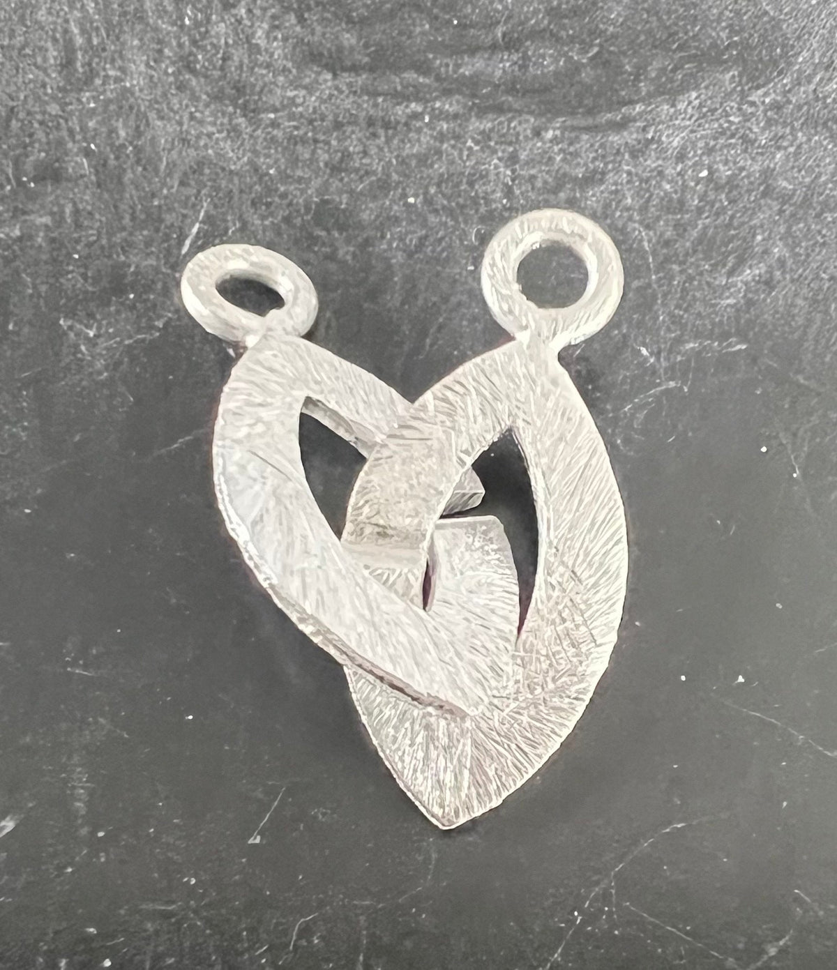 Ring-Ring Verschluss 925-Silber, navettenförmig, gebürstet, 21 × 10 mm | D1