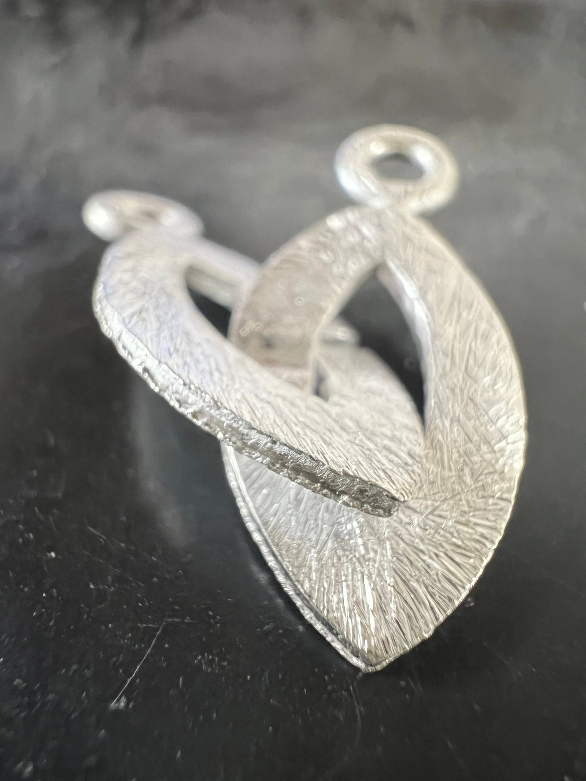 Ring-Ring Verschluss 925-Silber, navettenförmig, gebürstet, 21 × 10 mm | D1