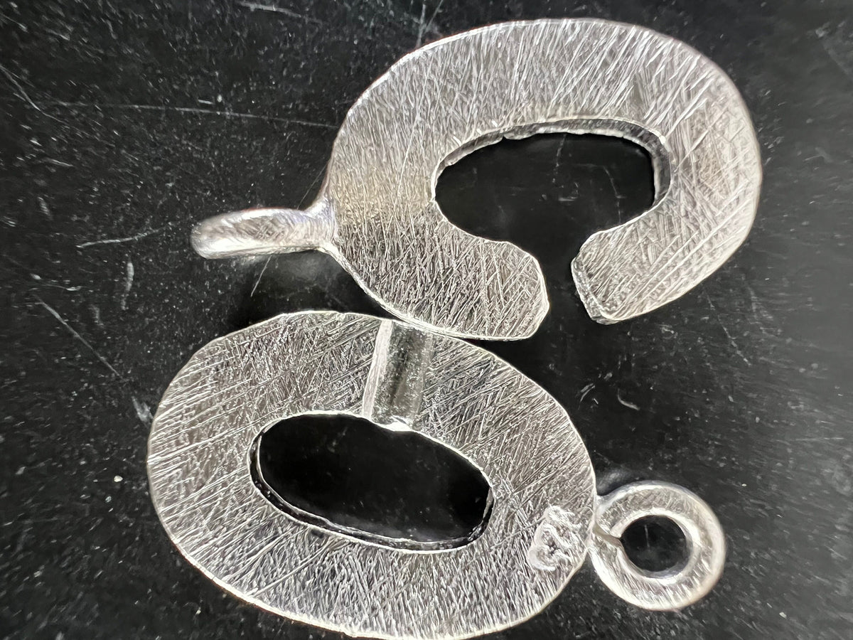 Oval-Verschluss 925-Silber, gebürstet, 18 × 10 mm | D2