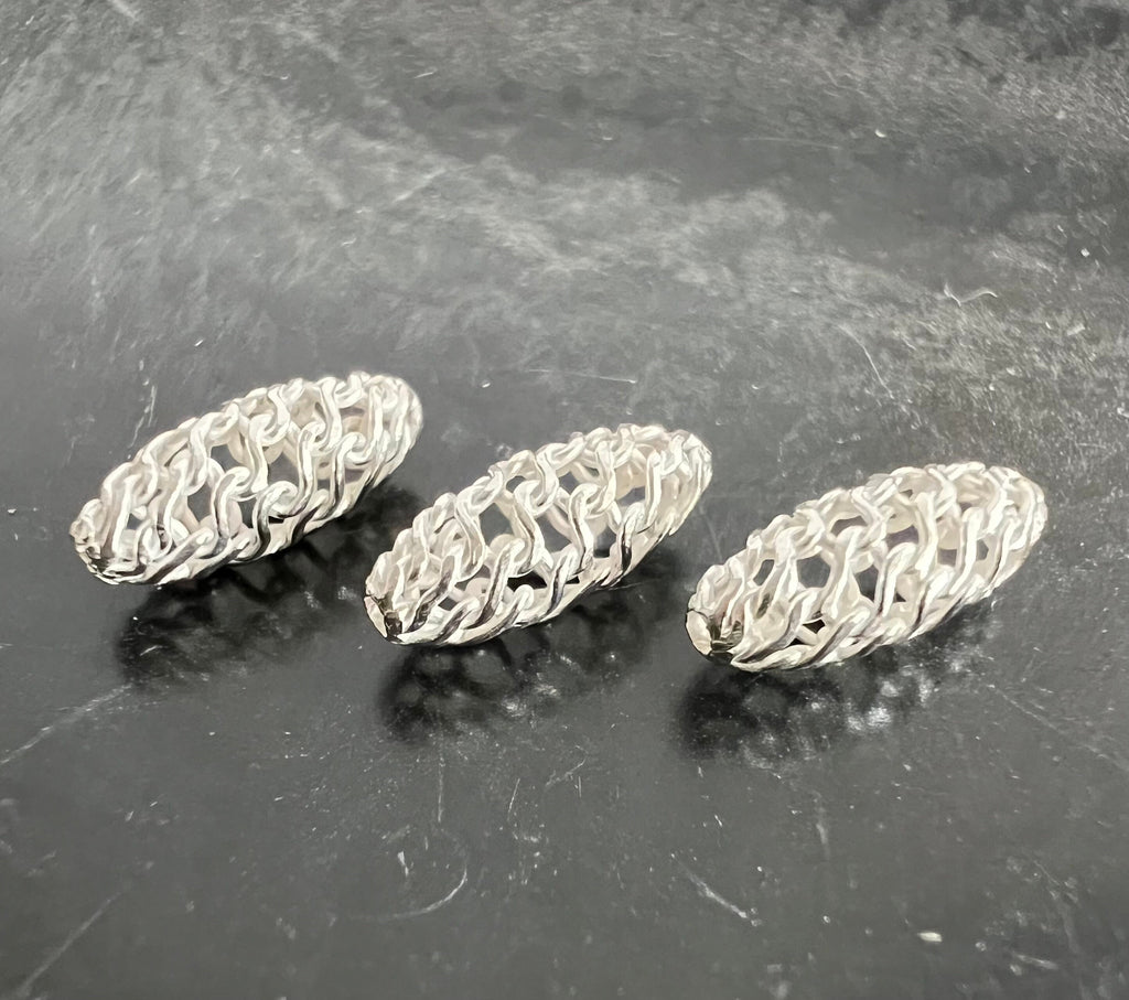 Web Olive, 925 sterling silver, woven, 10 × 4 mm | D14