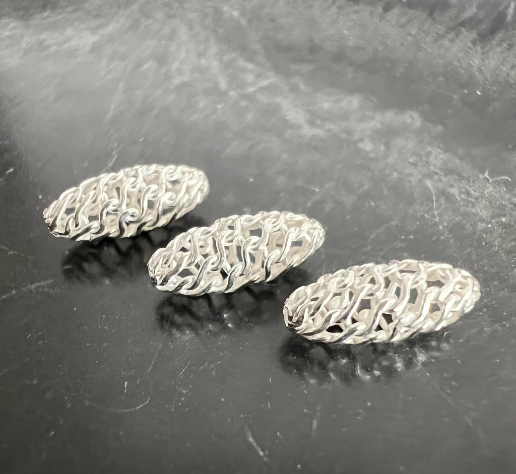 Web Olive, 925 sterling silver, woven, 10 × 4 mm | D14