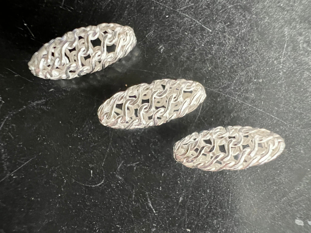 Web Olive, 925 sterling silver, woven, 10 × 4 mm | D14