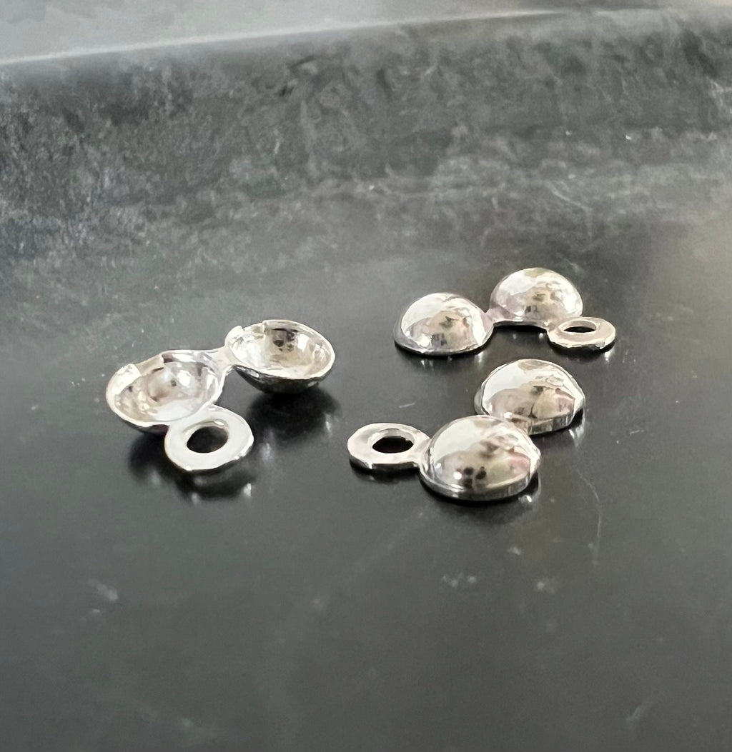 Klappkapseln mit Halbloch 925-Silber & vergoldet, 4 mm, Made in Italy