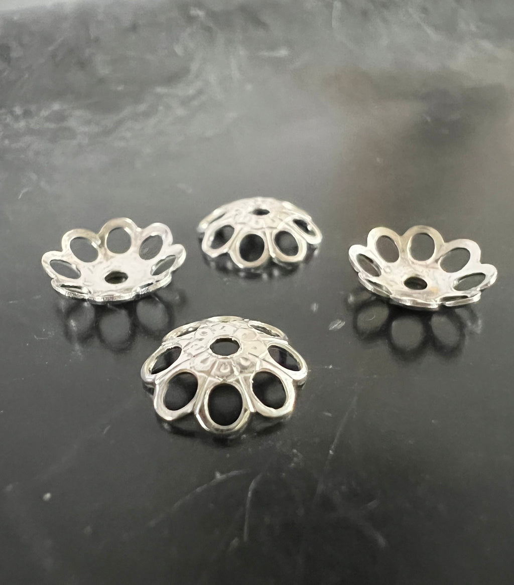 Filigrane Perlen Endkappen aus 925-Silber, 7 mm