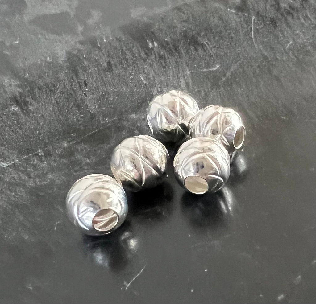 Kugel, 925-Silber, strukturiert, 6 mm | D59