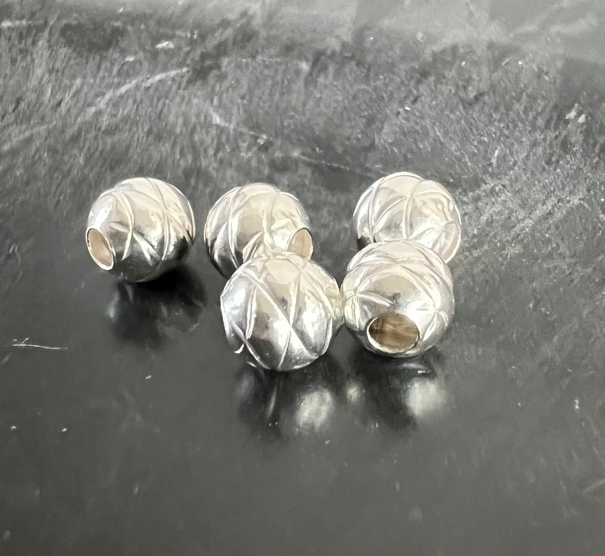 Kugel, 925-Silber, strukturiert, 6 mm | D59