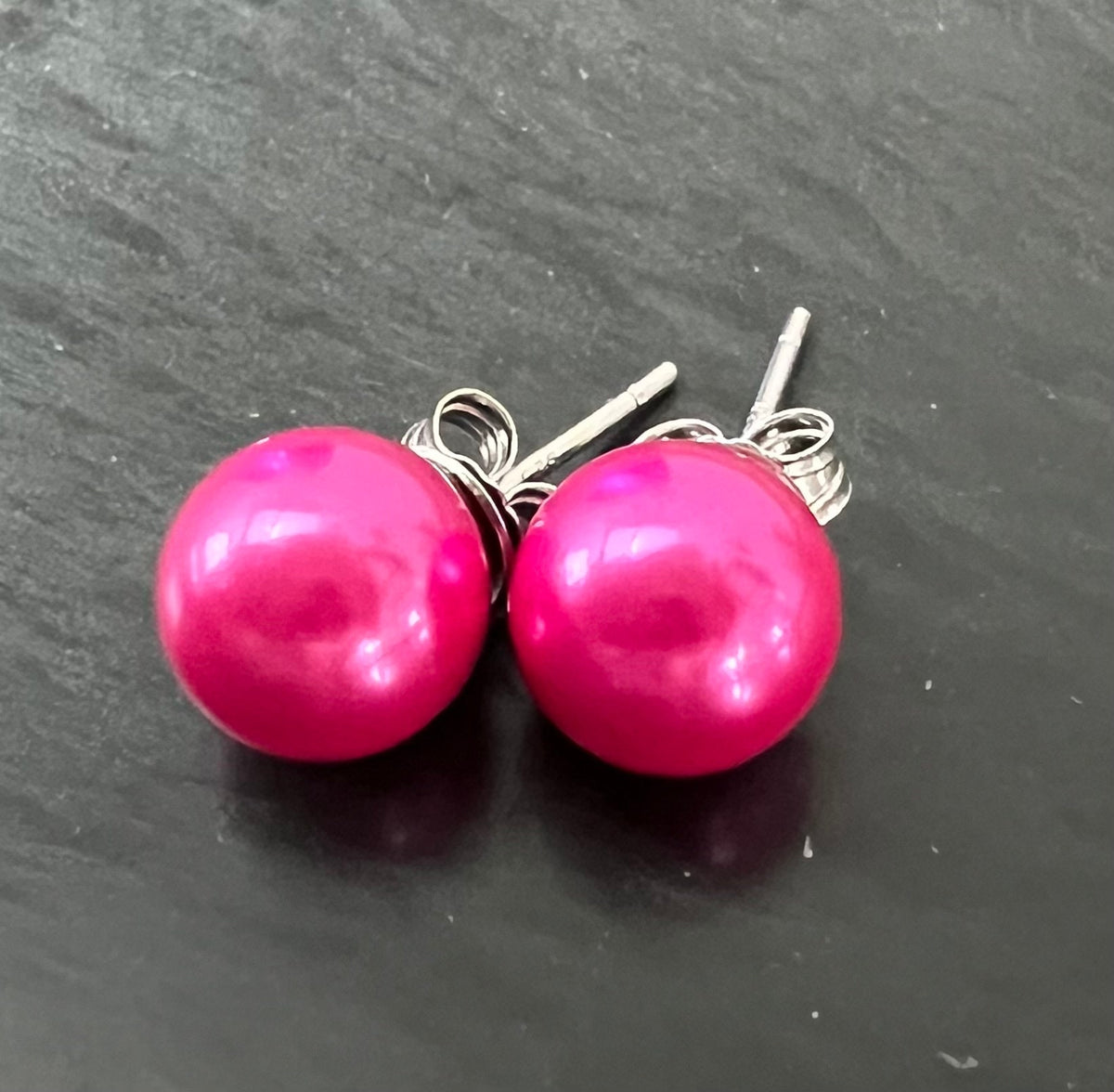 Muschelkern Ohrstecker 925-Silber, pink, 6 & 8 mm