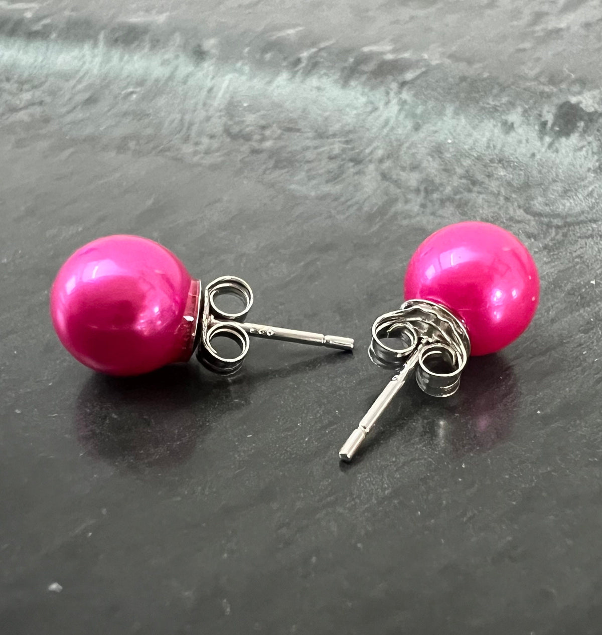Muschelkern Ohrstecker 925-Silber, pink, 6 & 8 mm
