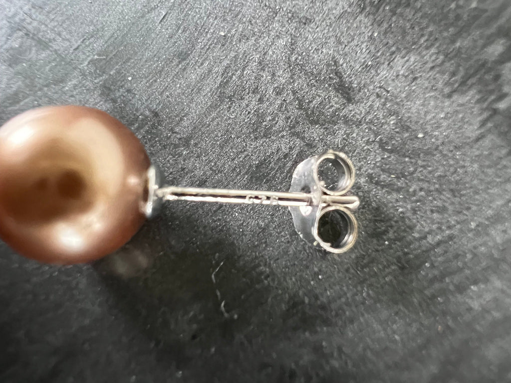 Ohrstecker Muschelkern 925-Silber, braun, 6 & 8 mm