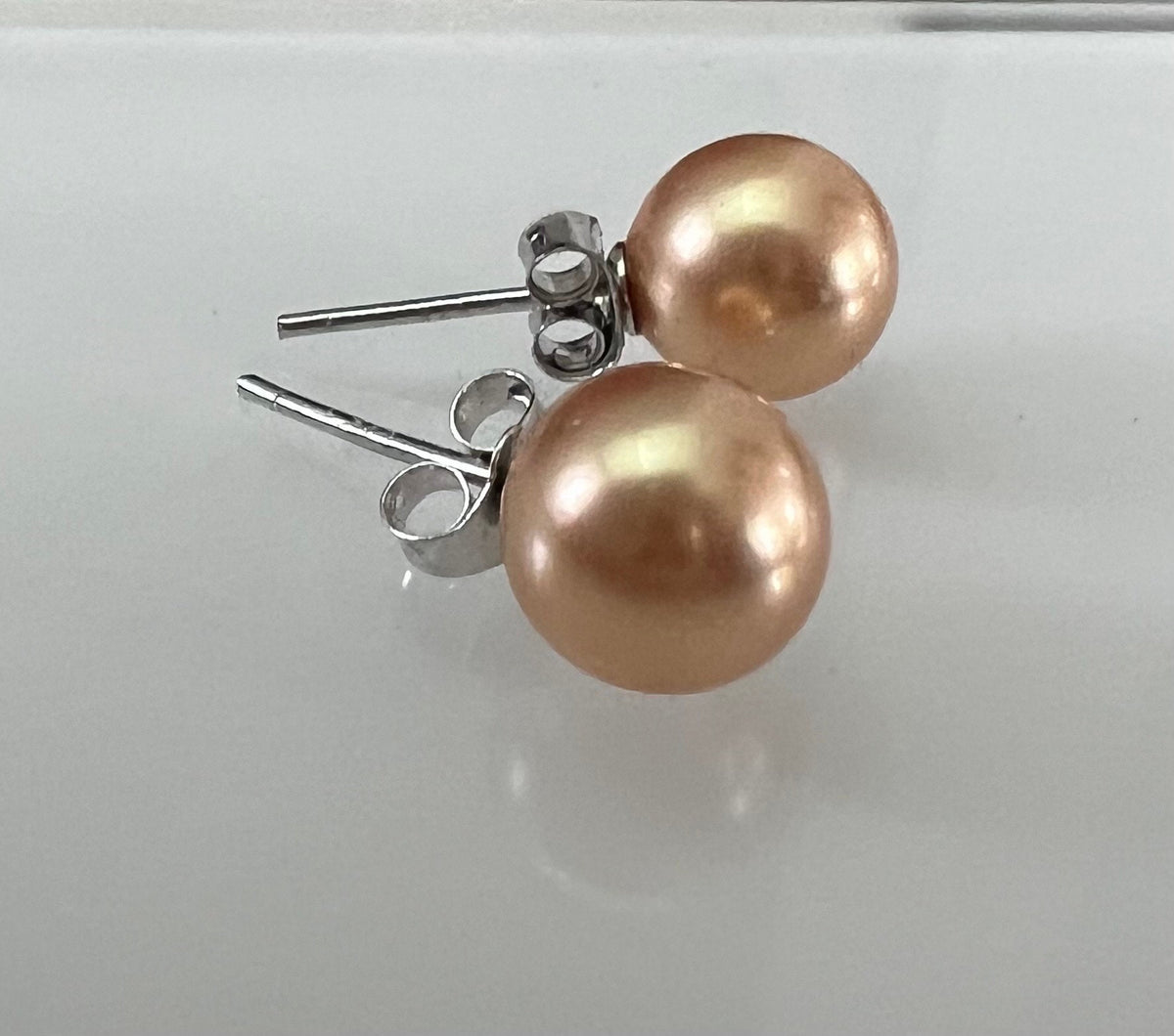 Muschelkern Ohrstecker 925-Silber, gold/braun, 6 mm & 8 mm