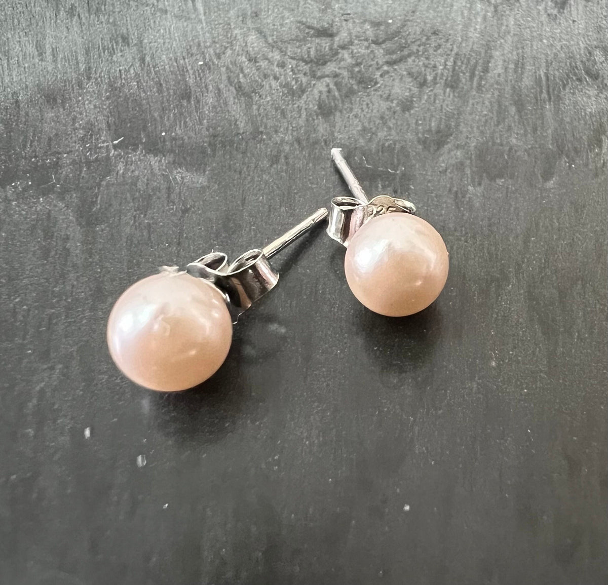 Ohrstecker Muschelkern 925-Silber, rosa, 6 mm - F10