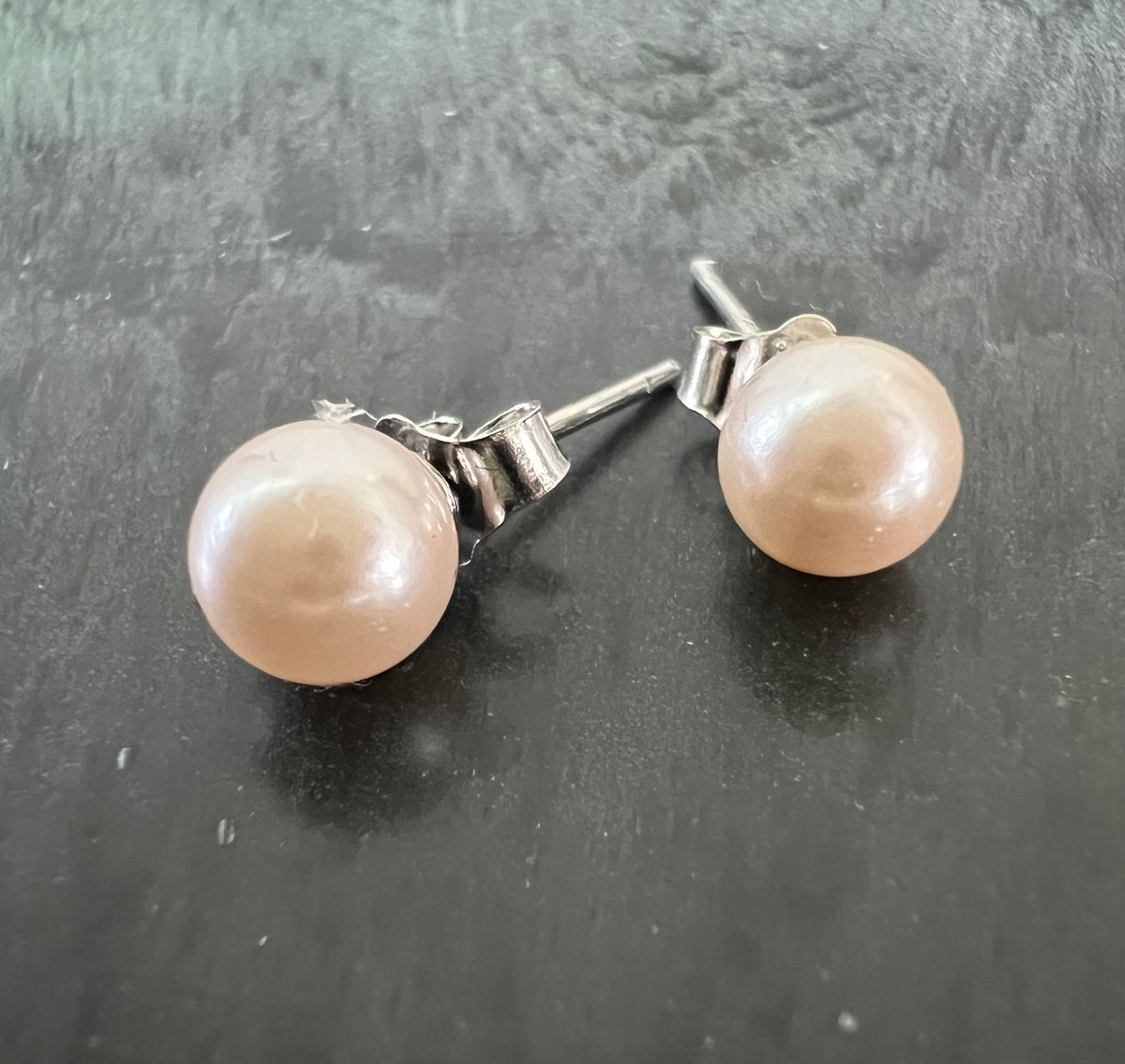 Ohrstecker Muschelkern 925-Silber, rosa, 6 mm - F10