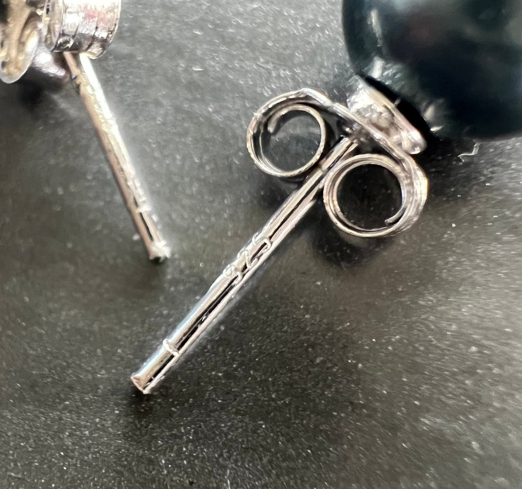 Ohrstecker Muschelkern 925-Silber, grau/blau, 6 & 8 mm
