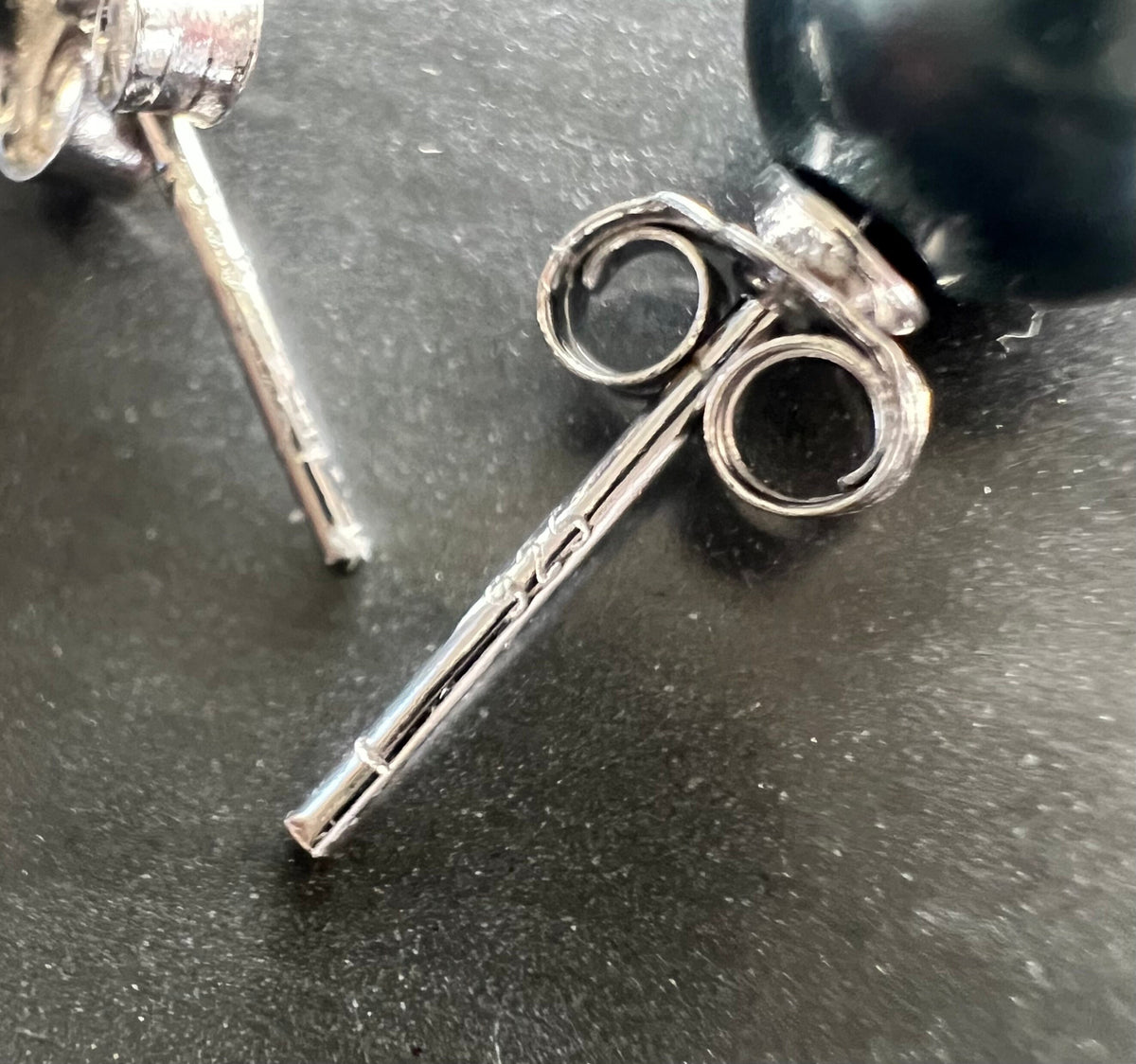 Ohrstecker Muschelkern 925-Silber, grau/blau, 6 & 8 mm