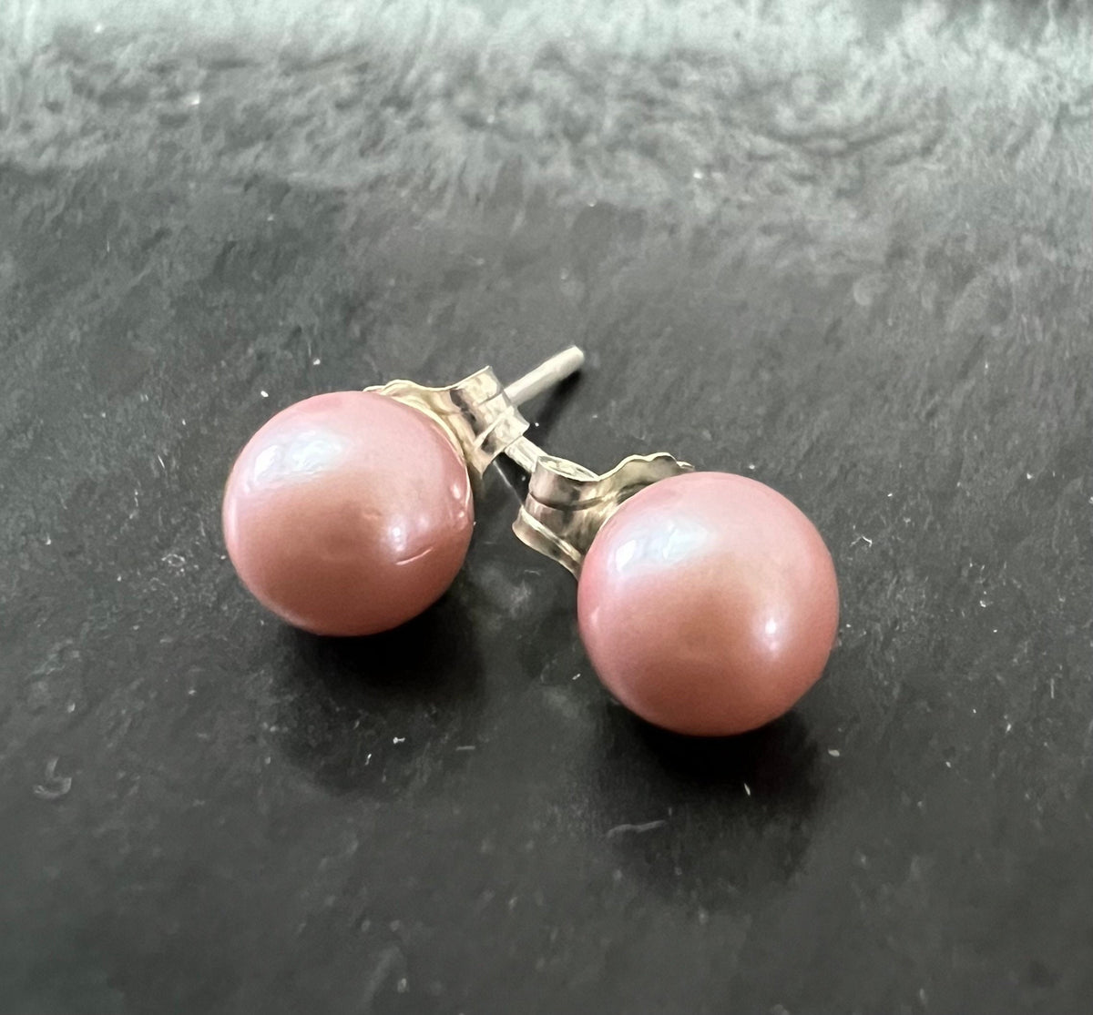 Muschelkern Ohrstecker 925-Silber, rosa, 6 mm | F15
