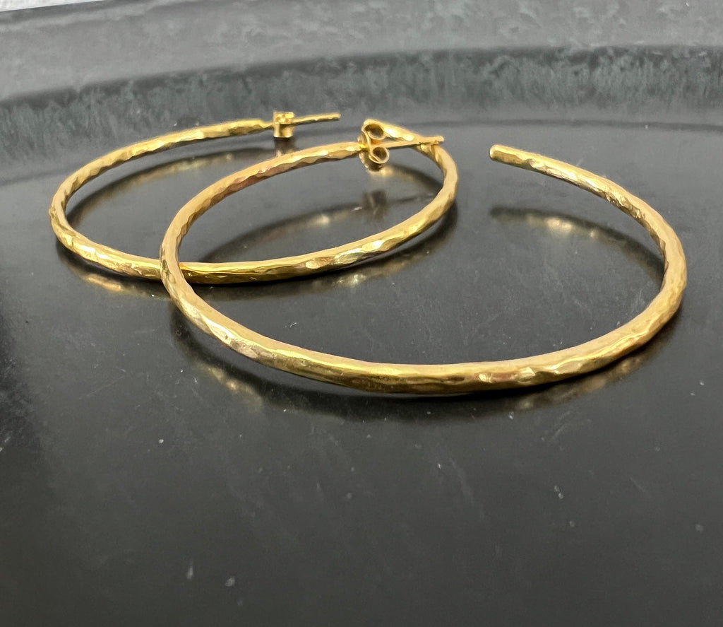 Gold-plated 925 sterling silver hoop earrings, patterned, 1.5–4.5 cm