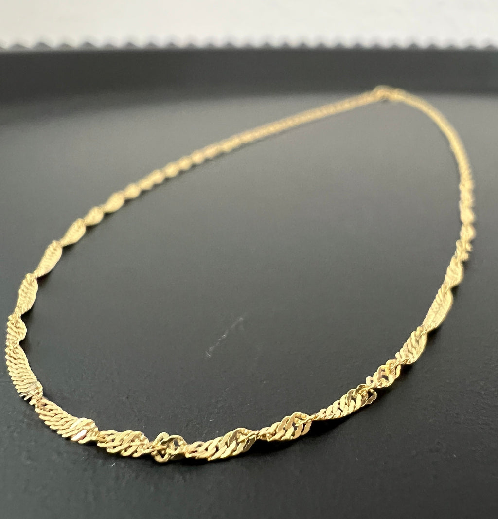 925 sterling silver gold-plated chain, very fine, 1 mm, 39.5 cm | T15