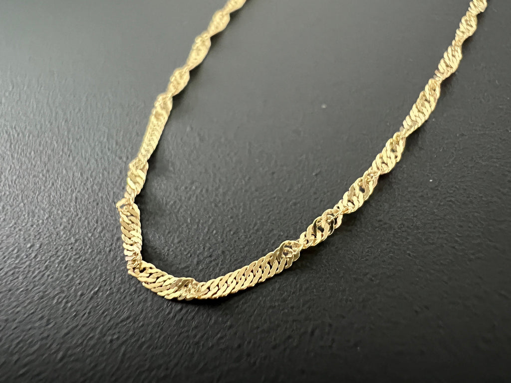 925 sterling silver gold-plated chain, very fine, 1 mm, 39.5 cm | T15