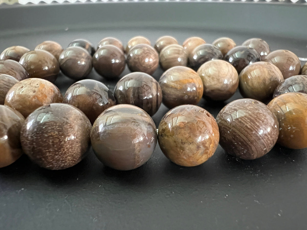 Versteinertes Holz Strang, Kugeln, 10 mm | S7