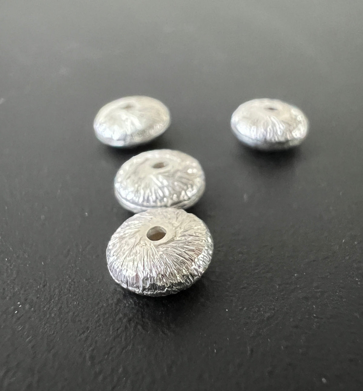 Linse, 925-Silber, mittig gebohrt, 6 mm & 12 mm