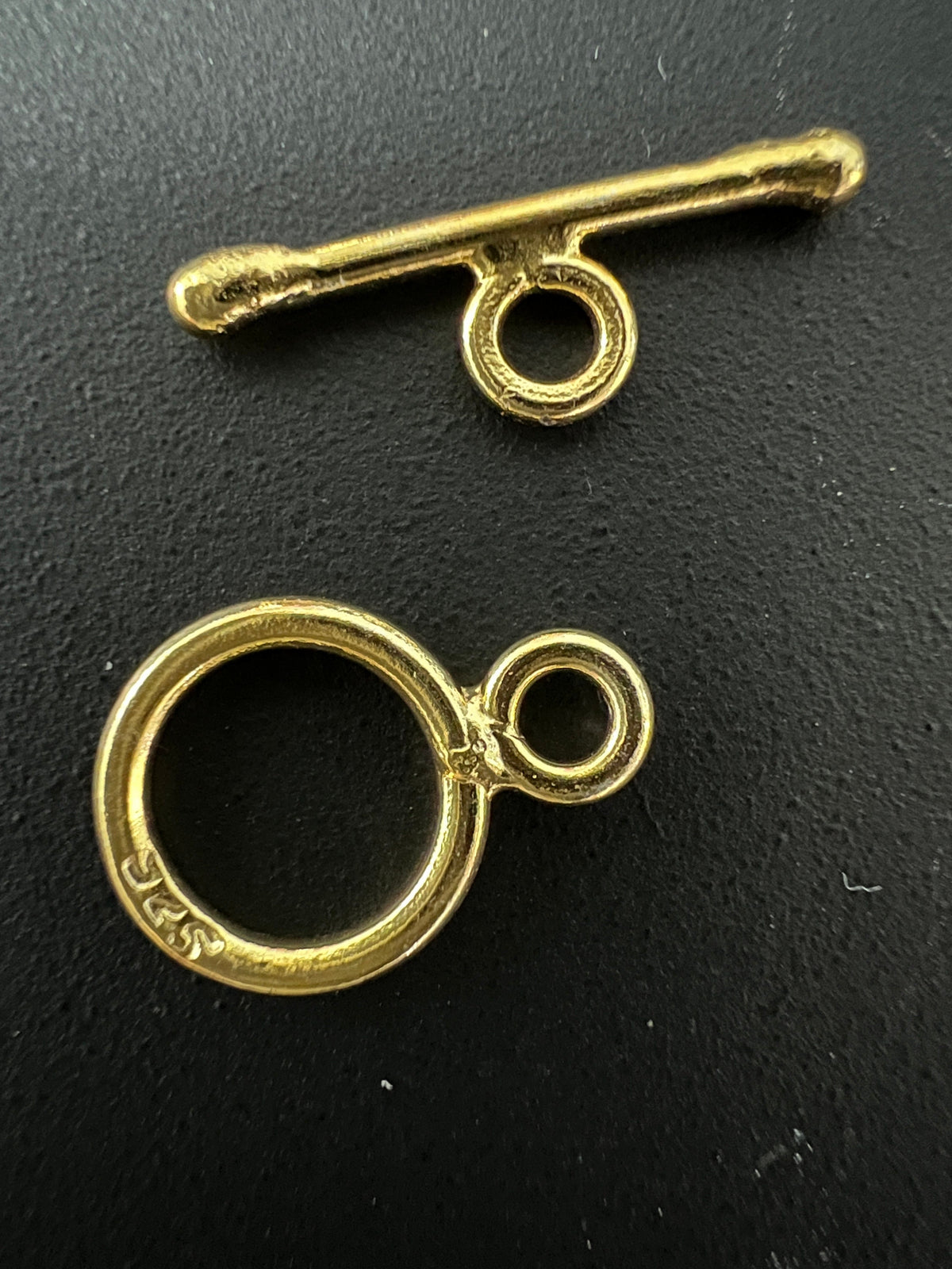 Knebel Verschluss vergoldetes 925-Silber, glatt, 8,5 mm / 10 mm